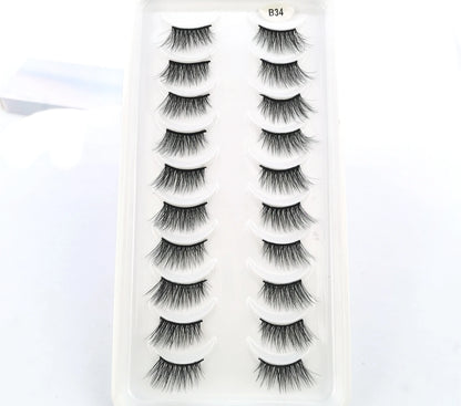 New 10 Pairs Crisscross Half Eye Lashes Natural False eyelashes Handmade 3D Mink Lashes Makeup Tools Reusable Eyelash Extension