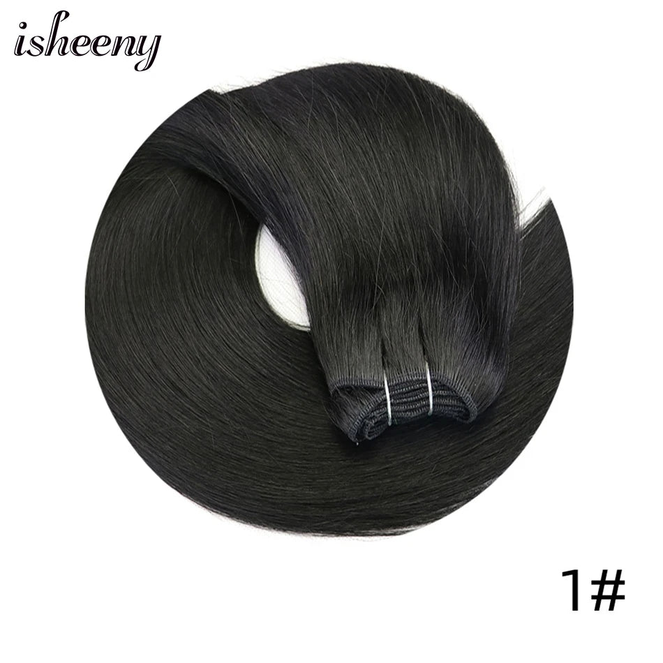 Straight Human Hair Weaves Brazilian Remy Human Hair Bundles Sew In Weft Extensions Straight Blonde 50g 12"-24" Natural Hair
