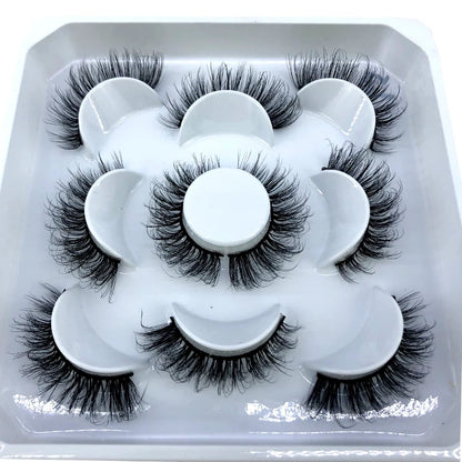 5 Pairs 3d Mink Dramatic Volume Lashes Bulk Faux Thick Long Wispy Natural Mink Lashes Pack Short Wholesales Natural False lashes