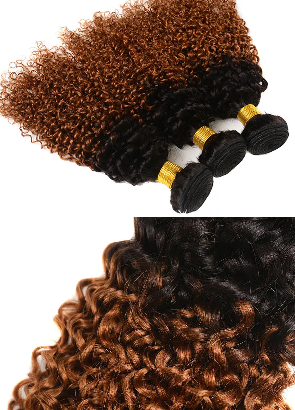 DreamDiana Mongolian Kinky Curly Hair Bundles Ombre Curly Hair 3/4 Bundles T1B/30 Remy Afro Kinky Curly Bundles 100% Human Hair