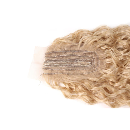 Synthetic Blonde Bundles With Closure Organic Fake Hair Extensions Tangle Free Loose Wave Bundles 32Inch Ombre Long Curly Wig