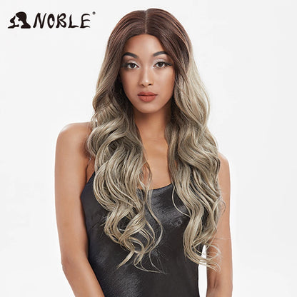 Noble Cosplay Lace Front Wig 30 Inch Lace  Long Wavy 360 0mbre Blonde Wig Red African American Synthetic Wigs For Black Women