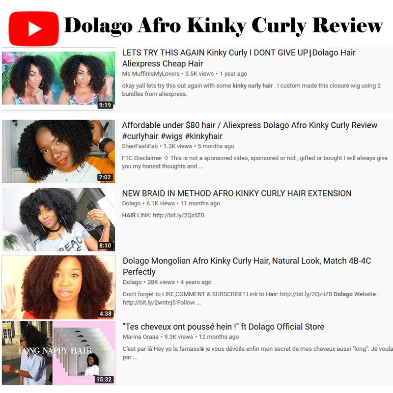 Mongolian Afro Kinky Curly Hair Weave With Closure Natural Black 4B 4C Virgin Human Hair Bundles Extension 3 Dolago Products