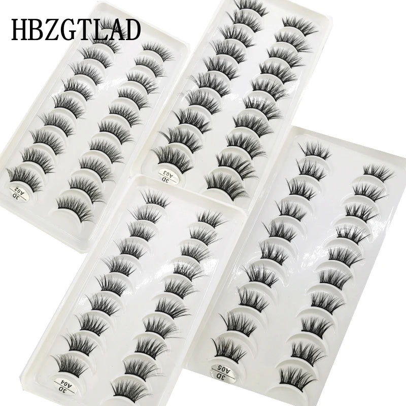 New 10 Pairs Crisscross Half Eye Lashes Natural False eyelashes Handmade 3D Mink Lashes Makeup Tools Reusable Eyelash Extension