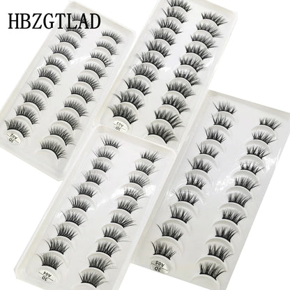 New 10 Pairs Crisscross Half Eye Lashes Natural False eyelashes Handmade 3D Mink Lashes Makeup Tools Reusable Eyelash Extension