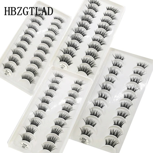 New 10 Pairs Crisscross Half Eye Lashes Natural False eyelashes Handmade 3D Mink Lashes Makeup Tools Reusable Eyelash Extension