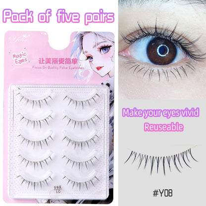 Yelix Manga Lashes With Clear Band Natural Eyelashes Spiky Asiatic Eye Soft Wispy Lashes 2024 Girl Group False Lashes
