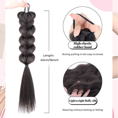 Ponytail Extension Bow Claw Curly Wavy Clip in Hairpiece Ponytail Hair Extensions Long Pony Tail Synthetic for Women Girl Daily