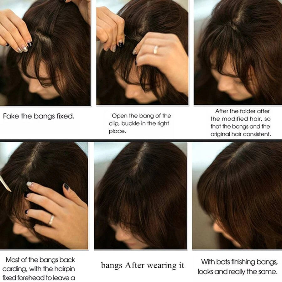Clip-in bangs fronts neat dark brown bangs hairpieces wig hair piece bangs hairpieces clip-in hair extensions women hairpieces