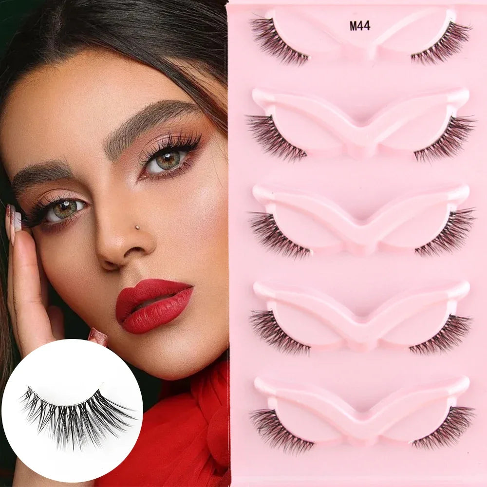 Cat Eye Lash 3/5/10 Pairs Half Lashes Natural Long False Eyelashes Wispy 3D Mink Lashes Volume Faux Cilios Extension Makeup Tool