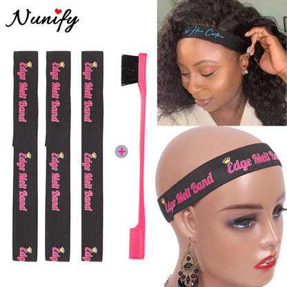 Edge Laying Scarf Elastic Headband For Wigs Lace Frontal 3Pcs Lace Melting Band With 1Pcs Double Side Edge Control Hair Comb