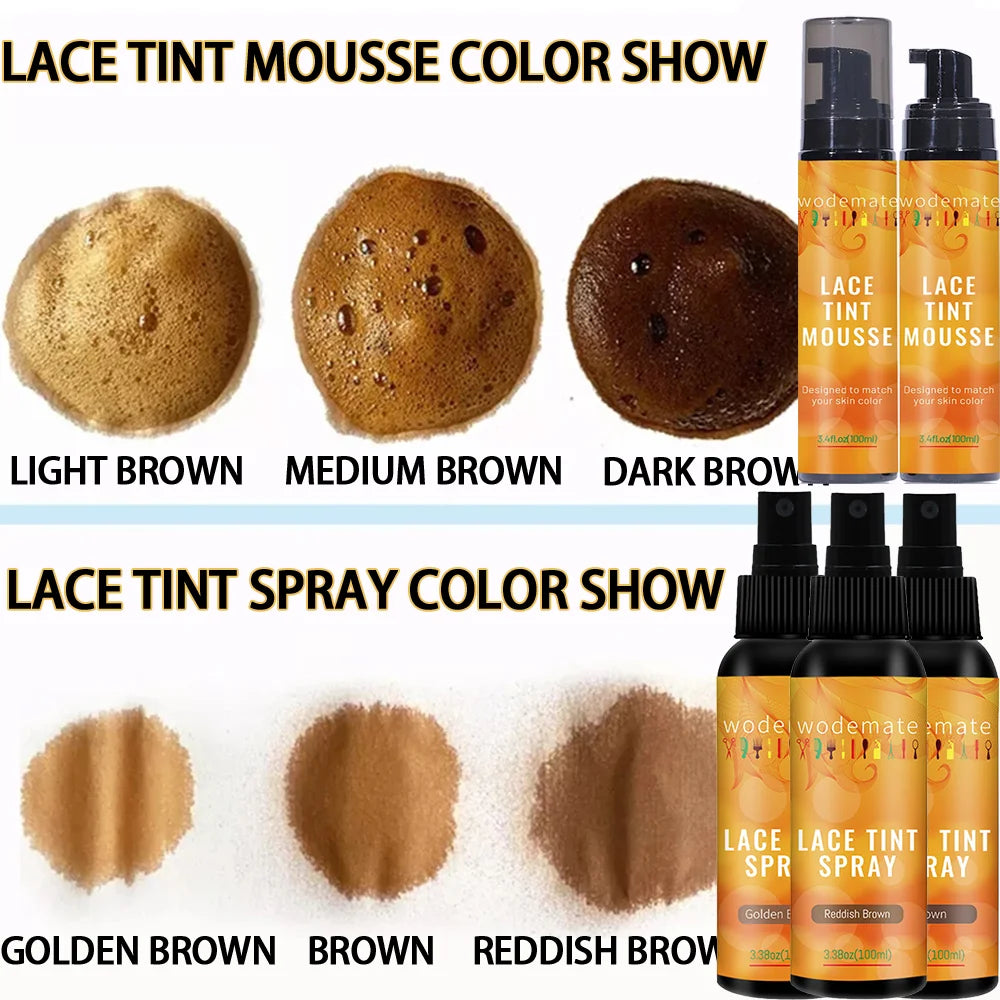 Lace Tint Mousse Easy Tinting Lace Tint Spray For Wigs Quick-Drying and Safe and Convenient Dyed Mousse Foam Sweat Resistant