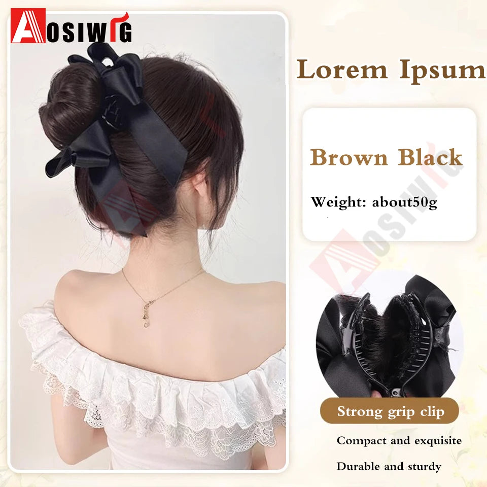 synthetic Half-tie Hair Claw Feather Shuttlecock Head Lazy Meatball Head Crab Clip Wig Catch Clip High Ponytail Hair Accessories