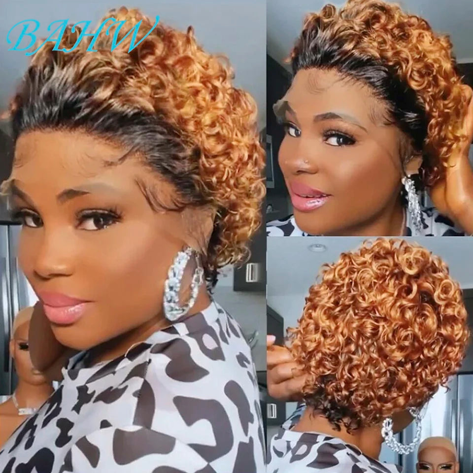 Peruvian Hair Short Inch Curly Pixie Cut Wig Hair with Bangs Cheap Price Bob with Bangs Wig Natural Black Short Wigs For Women