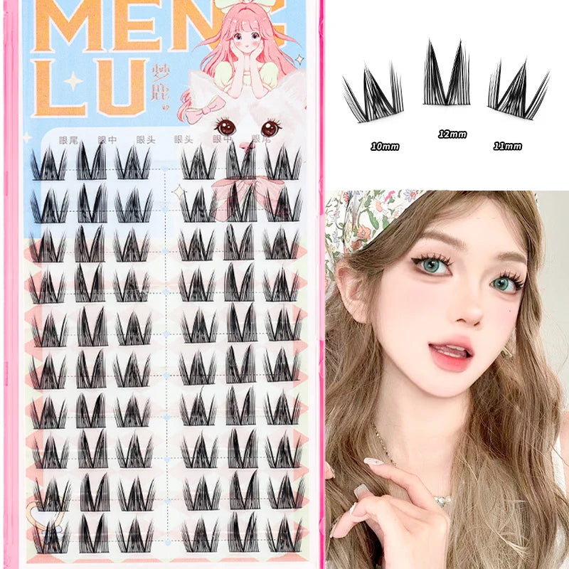 New Doll Lashes Extension Natural Cat Eye False Eyelashes Cosplay Makeup Cross Strip Eye Lashes Handmade Manga Anime Lash