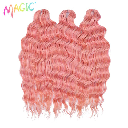 Magic Hair Synthetic Loose Deep Wave Braiding Hair Extensions 24 Inch Water Wave Braid Hair Ombre Blonde Twist Crochet Curly Hai