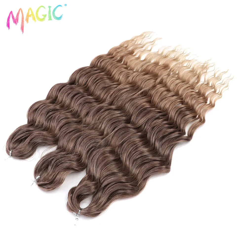 Magic Hair Synthetic Loose Deep Wave Braiding Hair Extensions 24 Inch Water Wave Braid Hair Ombre Blonde Twist Crochet Curly Hai