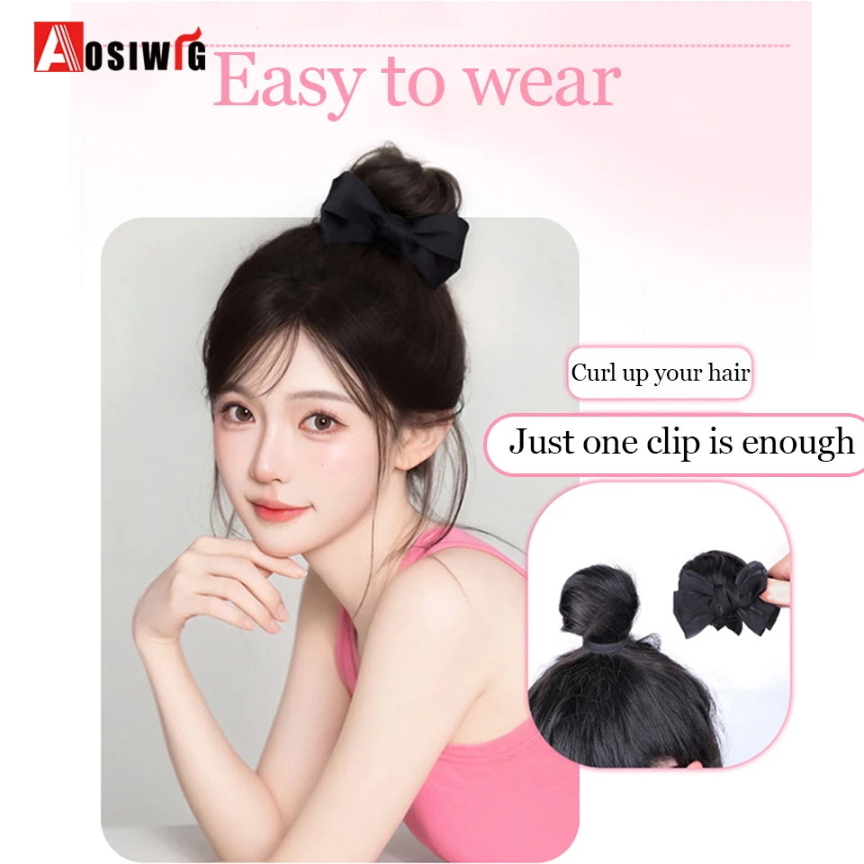 synthetic Half-tie Hair Claw Feather Shuttlecock Head Lazy Meatball Head Crab Clip Wig Catch Clip High Ponytail Hair Accessories