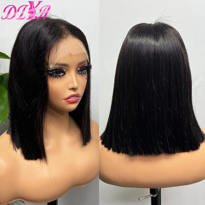 Vietnamese Human Hair 300% Density Double Drawn Bone Straight Bob Human Hair Wigs 5x5 Transparent Lace Closure Wig for Women