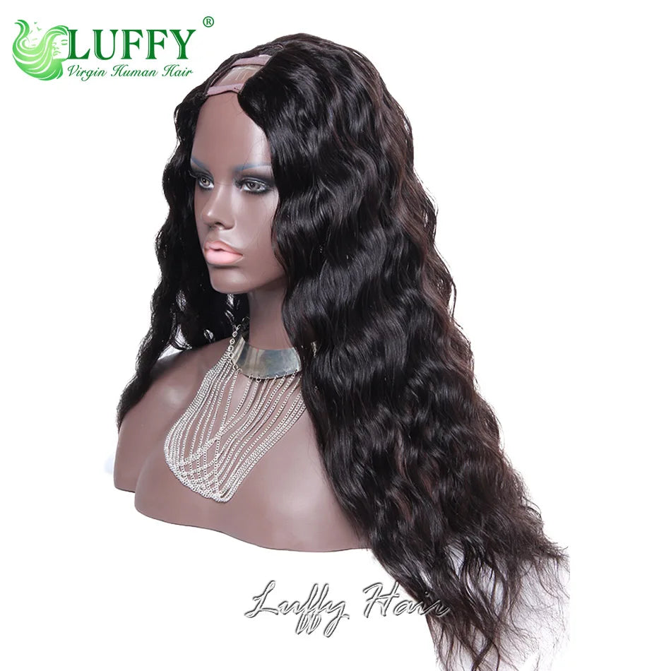 Deep Wave U Part Wig Human Hair No Leave Out Glueless V Part Wigs Brazilian Human Hair For Women 180% Density Clip in Half Wigs