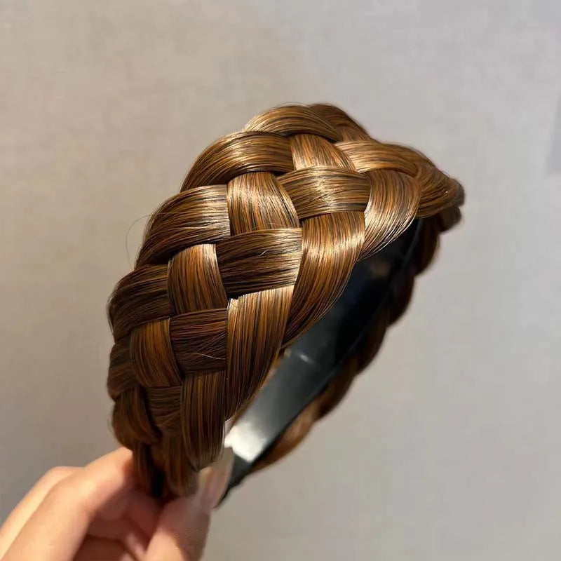 Wig braided headband five-strand braid thickened wide-brimmed hairband handmade women's hair accessories