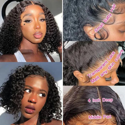 Mongolian Kinky Curly Wig Human Hair 13x4 Curly Lace Front Human Hair Wigs Deep Curly Lace Closure Wig For Women 180 Density