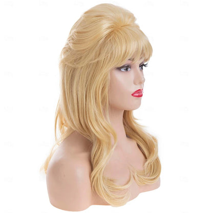Synthetic Hair 50s Beehive Wigs for Women Blonde Bouffant Big Synthetic Wigs Married Housewife Vintage Costume Cosplay Wig
