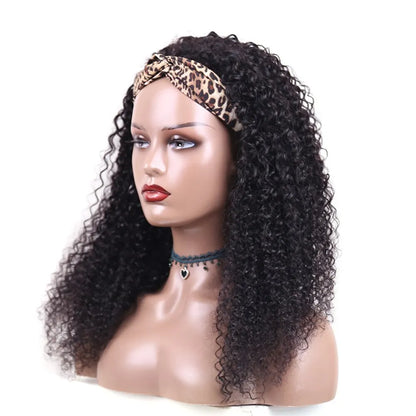 Human Hair Headband Wig Kinky Curly Full Machine Made Brazilian Remy Human Hair Wigs For Women 180% Density  Natural Color