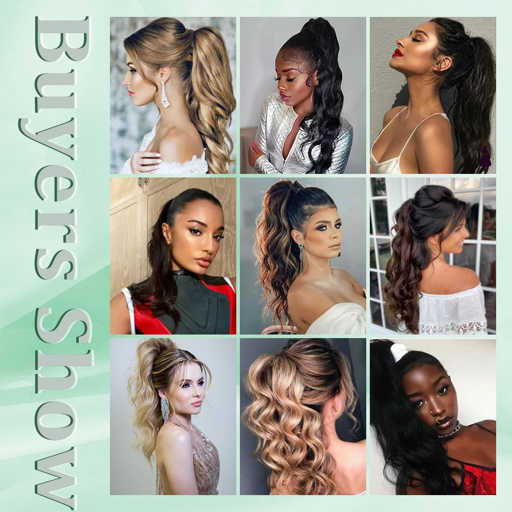 Ponytail Extension Synthetic Claw Clip in Hairpiece Curly Wavy Ponytail Hair Extensions Long Pony Tail Hairpiece for Women