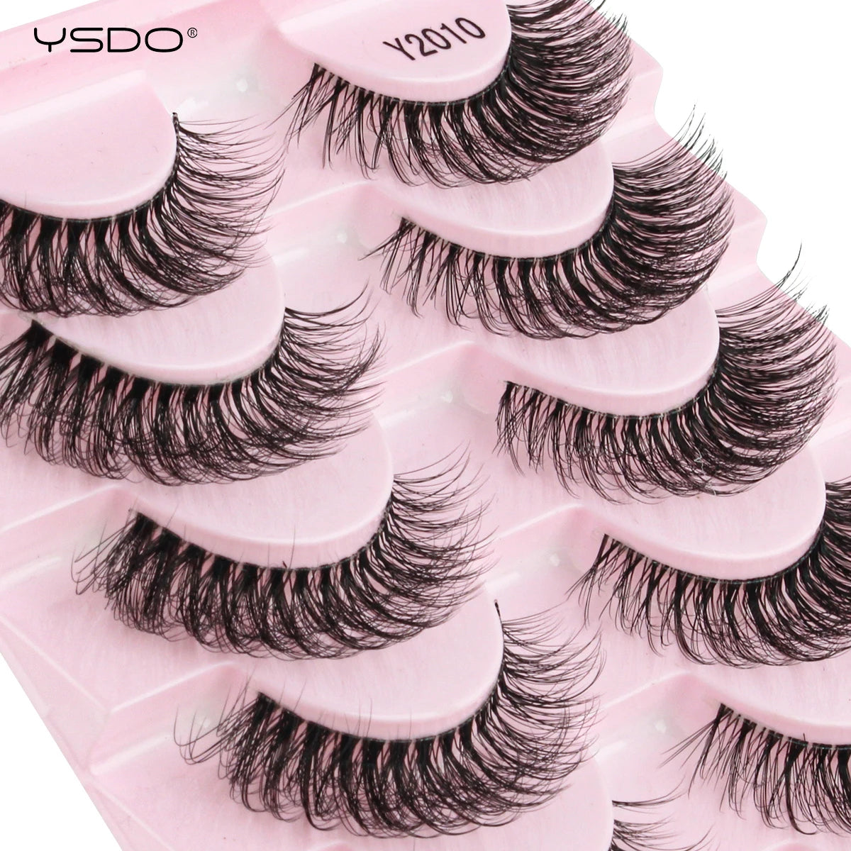 YSDO Natural Long Eyelashes 10 Pairs Wispy Soft 3D Mink Lashes Reusable Cat Eye Lashes Makeup Eyelash Extension Faux Cils