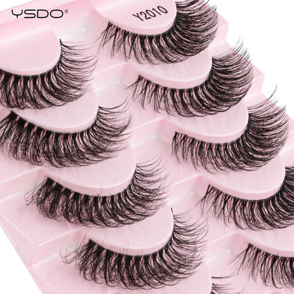 YSDO Natural Long Eyelashes 10 Pairs Wispy Soft 3D Mink Lashes Reusable Cat Eye Lashes Makeup Eyelash Extension Faux Cils