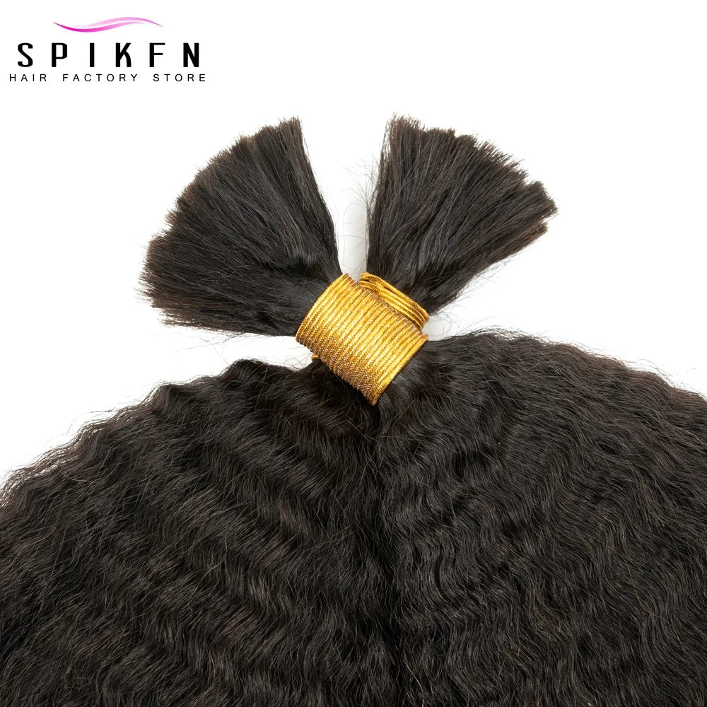 Kinky Straight Braid Human Hair Bundles No Weft 14-26 inches Straight Nautral Remy Bulk Hair For Braiding 50g