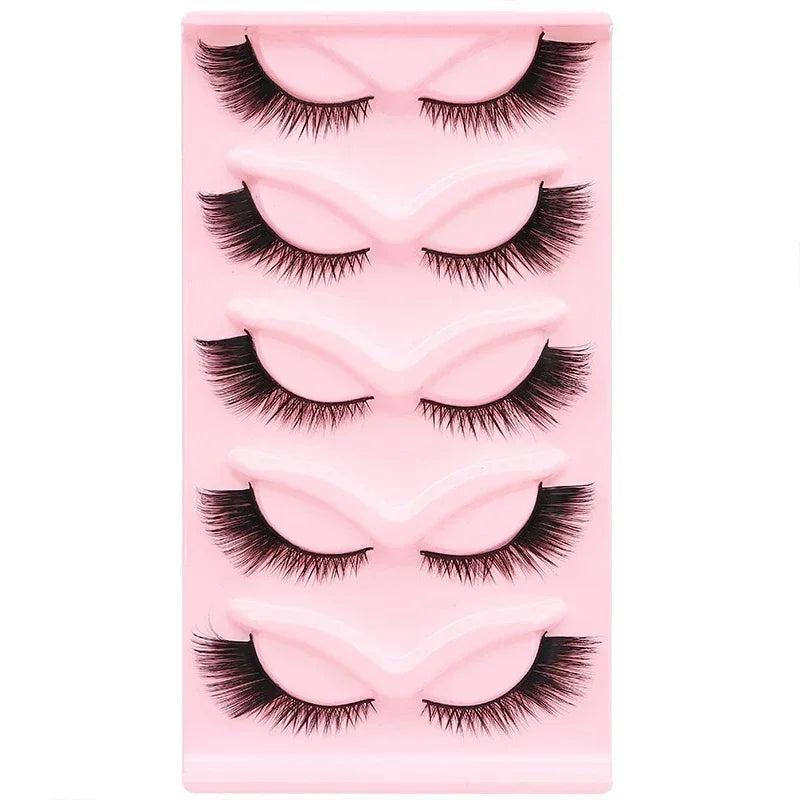 5 Pairs Cat Eye Lashes Faux Mink Eyelashes Natural long Manga Lashes Winged End Eye Elongated Eyelashes Fake Lashes Makeup