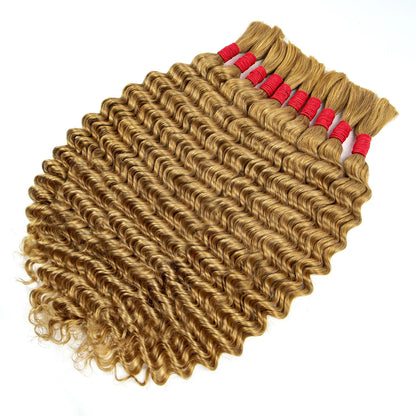 Deep Wave Bulk Human Hair for Boho Braids No Weft 100% Virgin Human Hair Bulk for Braiding Curly Extension Bundles for Women