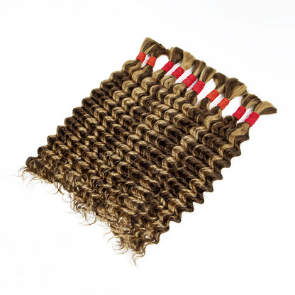 Deep Wave Bulk Human Hair for Boho Braids No Weft 100% Virgin Human Hair Bulk for Braiding Curly Extension Bundles for Women