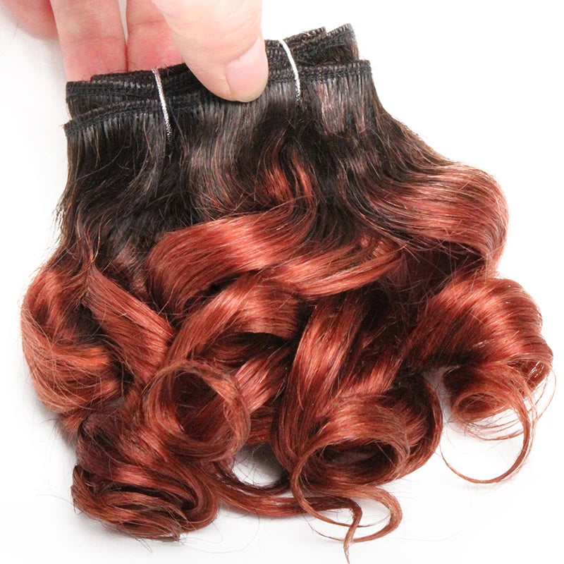 Human Hair Bundles 6 Bundles Ombre Bouncy Curl Bundles For Women Natural Brazilian Hair Weaves 200G For A Full Head Blonde T1B30