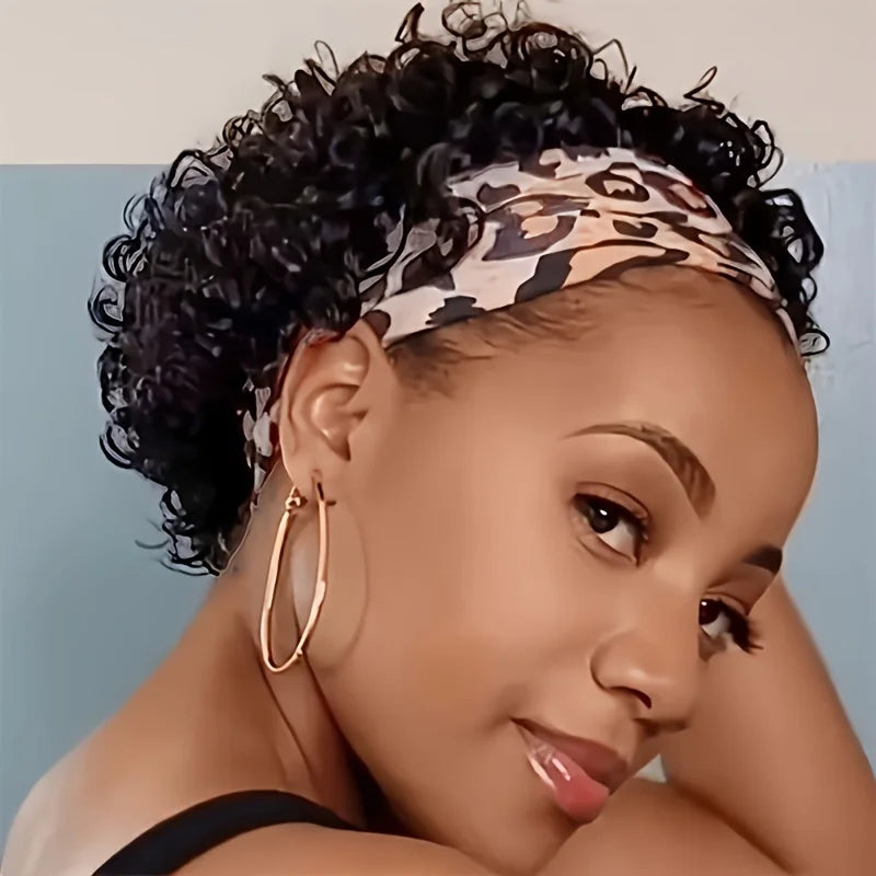 Headband  Wig Short Curly Human Hair Wig Brazilian Wigs For Black Women Remy Full Machine Made human hair wig