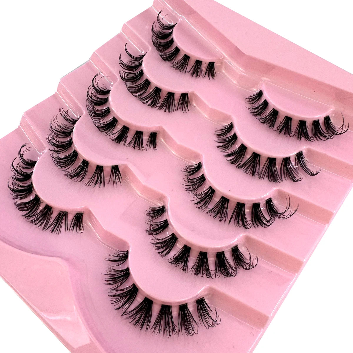 New 5 Pairs Cat Eye Lashes Faux Mink Eyelashes Natural long Manga Lashes Winged End Eye Elongated Eyelashes Fake Lashes Makeup