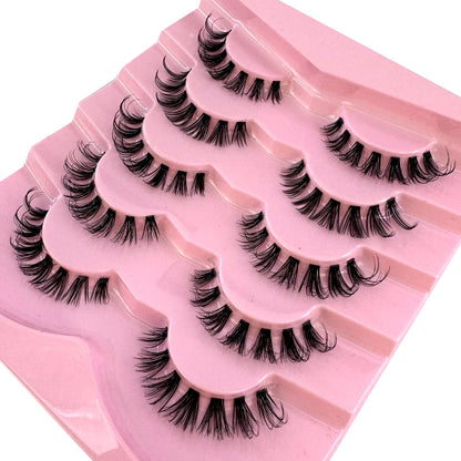 New 5 Pairs Cat Eye Lashes Faux Mink Eyelashes Natural long Manga Lashes Winged End Eye Elongated Eyelashes Fake Lashes Makeup