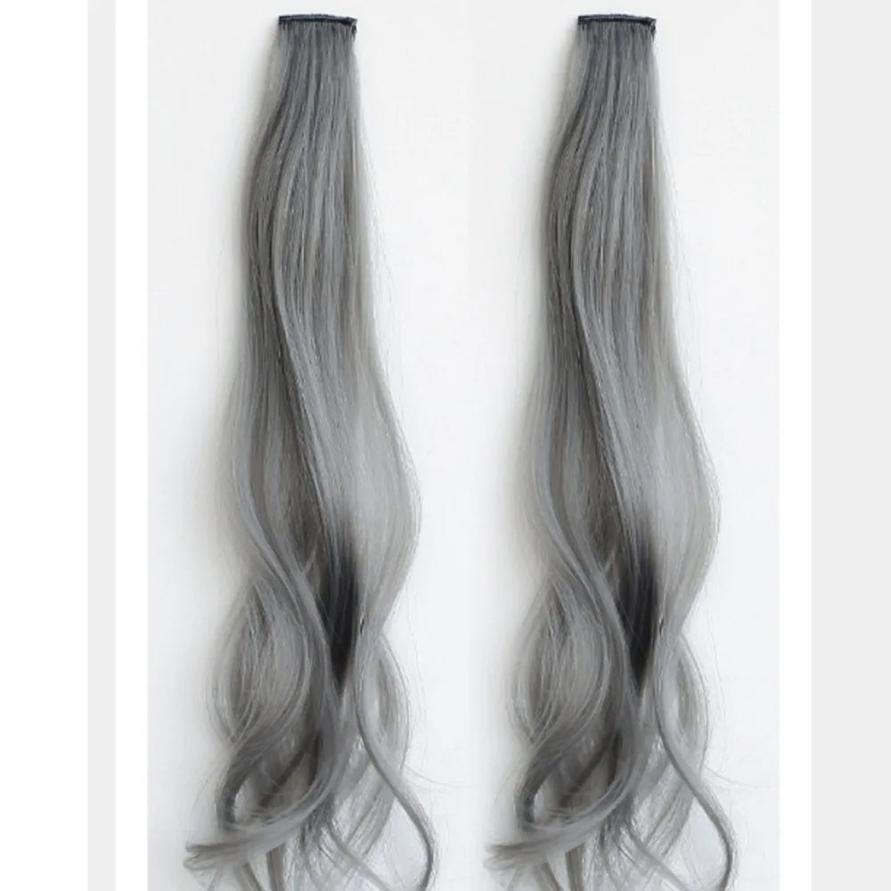 Synthetic Wigs 1 Pair 50Cm Fashion One-piece Slightly Curly Highlights Wig Natural Seamless Hair Accessories