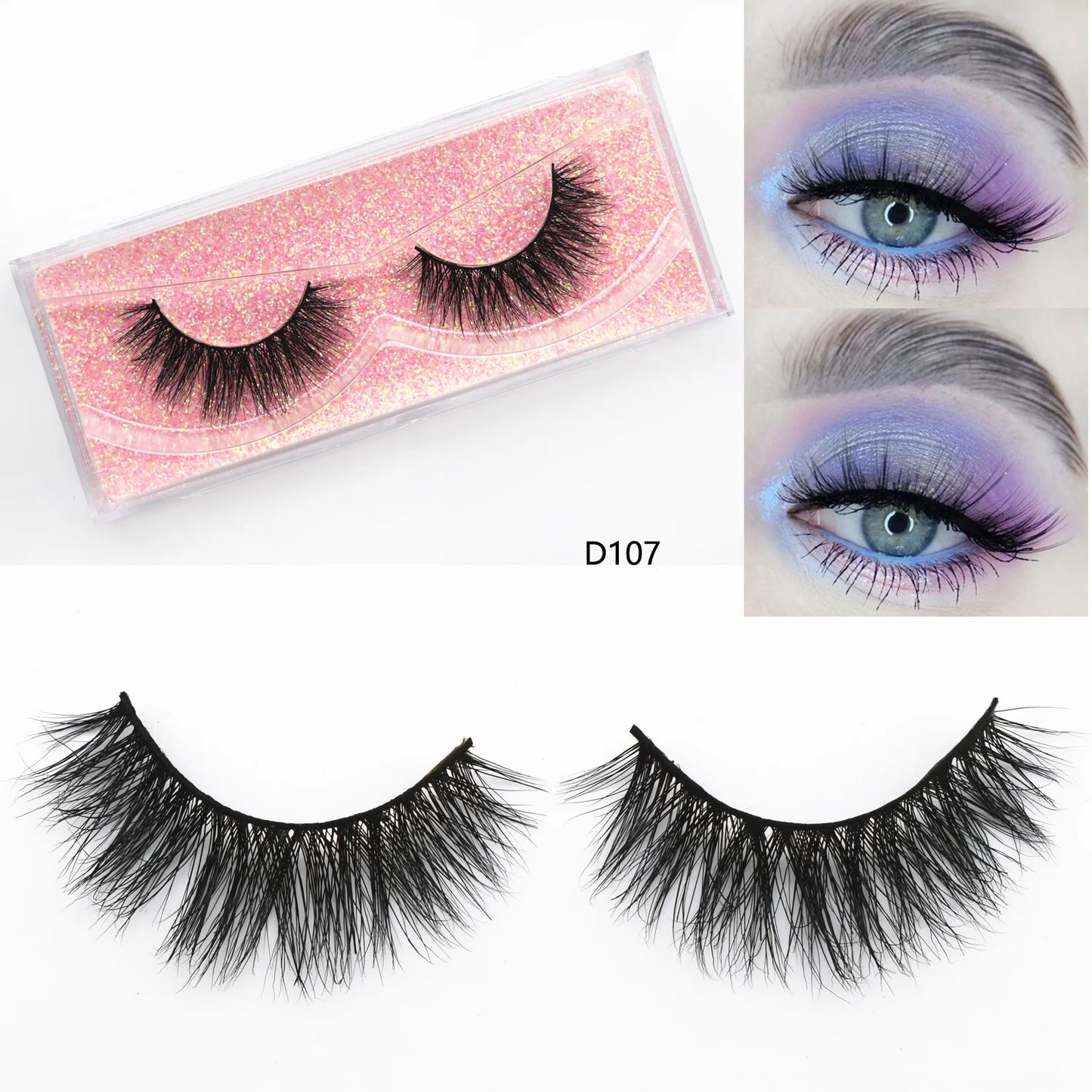 3D Mink Lashes Fluttery 3D Mink Lash Baby Doll Look Makeup Mink False Eyelash Round Shape 15mm Wispy Natural Eyelashes Full Lash