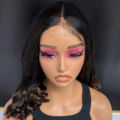 Raw Vietnamese Human Hair Wigs Bouncy Wavy Hair Wigs 2x6 HD Lace Closure Human Hair Wig with Curly Ends Virgin Hair for Women