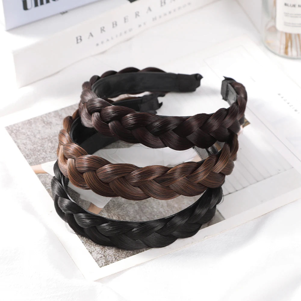 Braided Wig Headband Black Brown Fashion Hair Hoops Headband Ladies Girls Wash Face Hair Accessories Summer New Hair Bands