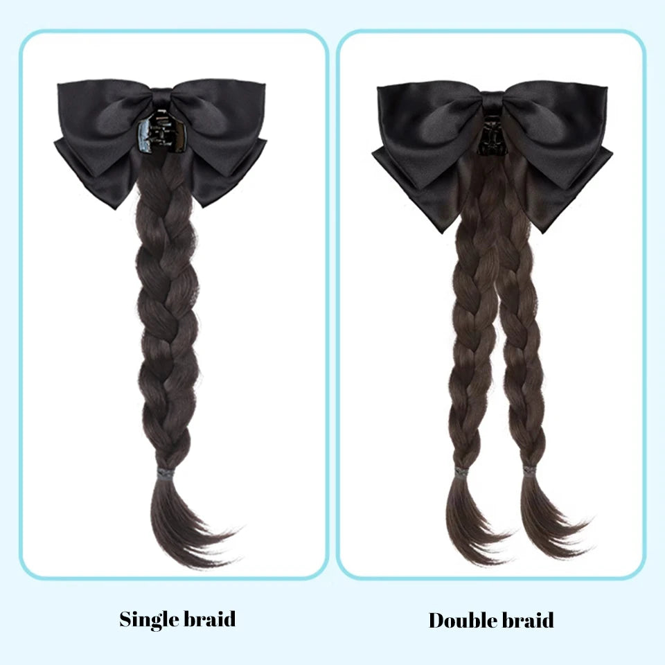 Ponytail Extension Bow Claw Curly Wavy Clip in Hairpiece Ponytail Hair Extensions Long Pony Tail Synthetic for Women Girl Daily