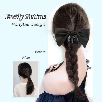Ponytail Extension Bow Claw Curly Wavy Clip in Hairpiece Ponytail Hair Extensions Long Pony Tail Synthetic for Women Girl Daily