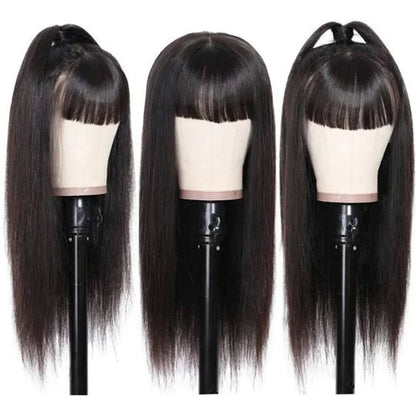 360 Full Lace Frontal Wig Fringe Straight Lace Front Wig Raw Human Hair Wigs With Bang Glueless Brazilian Wigs On Sale Clearance