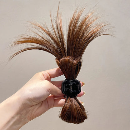 Women Half-tie Hair Claw Feather Shuttlecock Head Lazy Meatball Head Crab Clip Wig Catch Clip High Ponytail Hair Accessories