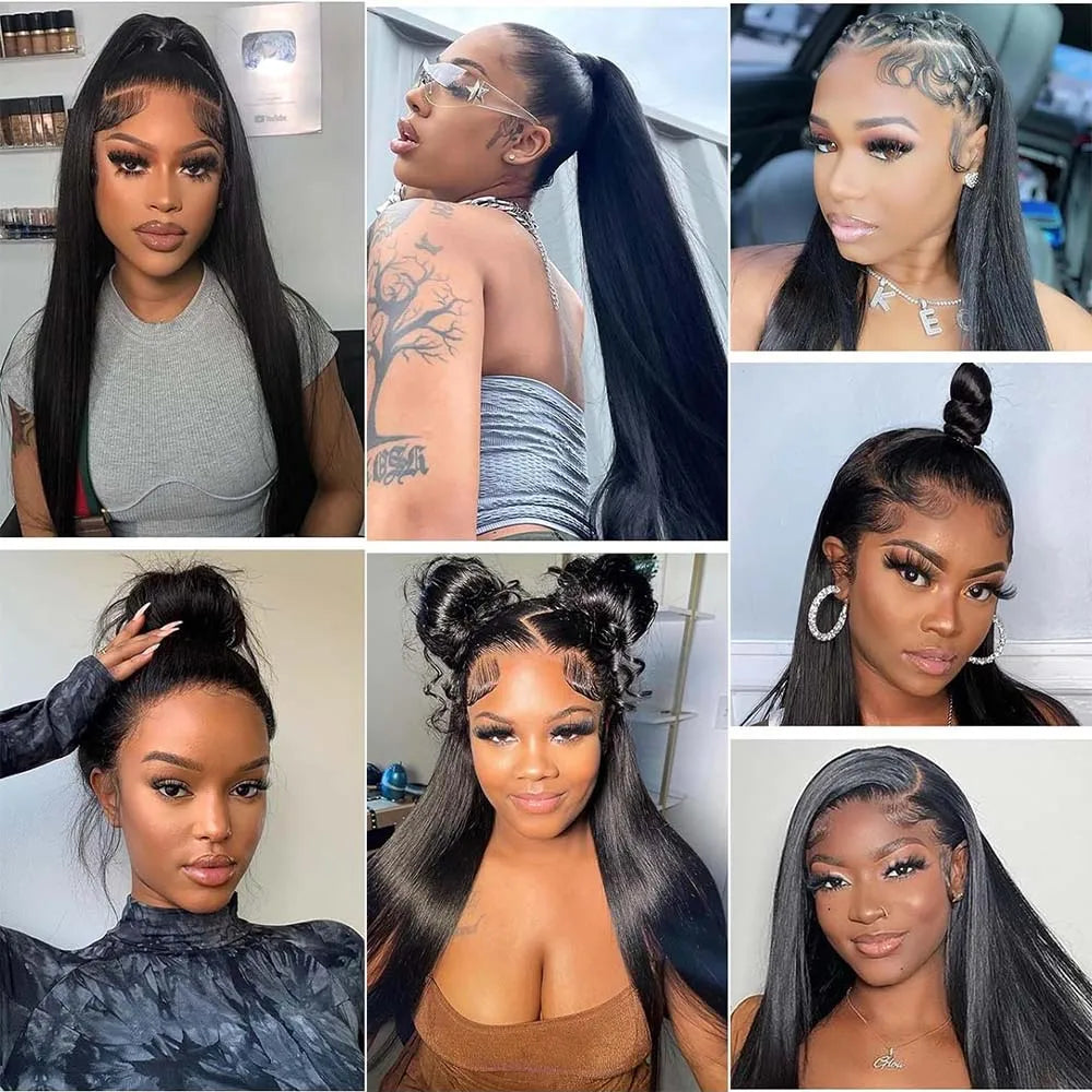 360 Full Lace Wig 13x6 Lace Front Human Hair Wigs For Women 30 34 Inch Brazilian Bone Straight Transparent Lace Frontal Wig 200%