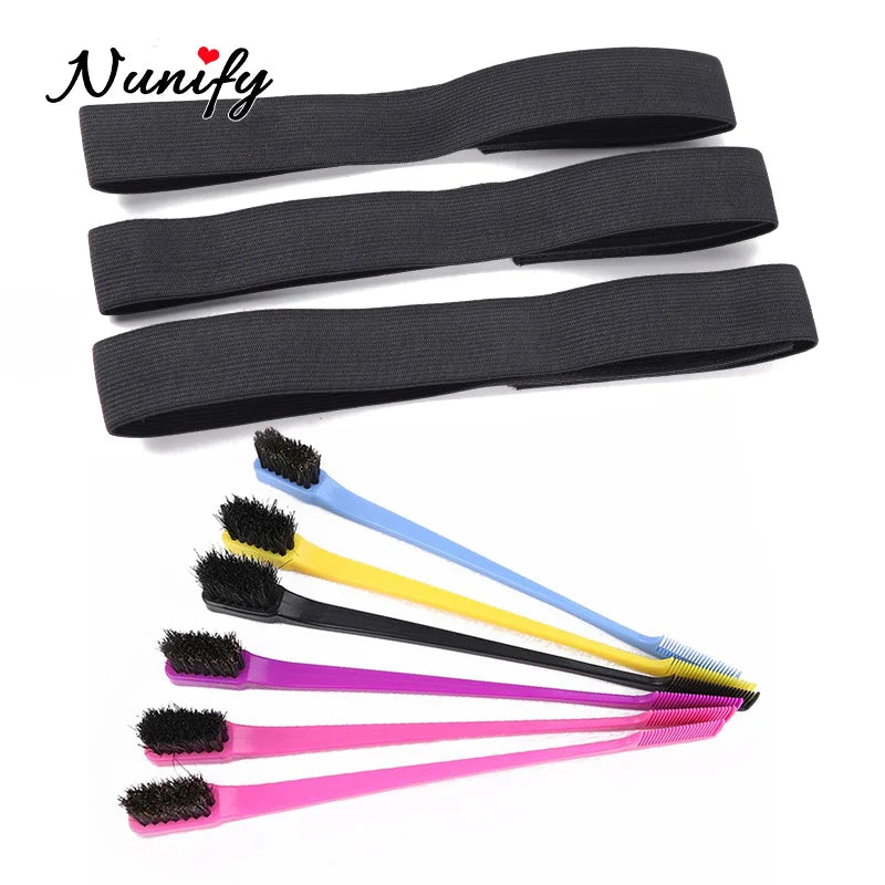 Edge Laying Scarf Elastic Headband For Wigs Lace Frontal 3Pcs Lace Melting Band With 1Pcs Double Side Edge Control Hair Comb