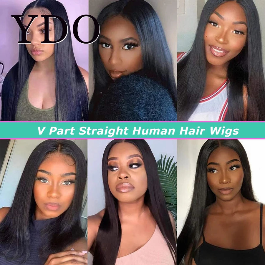 V Part Wig Human Hair Straight Glueless Wigs Ready To Go Upgrade U Part Human Hair Wig No Leave Out No Sew In Pre Plucked